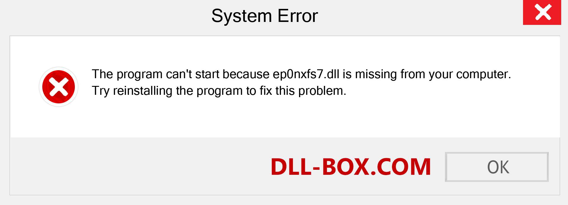  ep0nxfs7.dll file is missing?. Download for Windows 7, 8, 10 - Fix  ep0nxfs7 dll Missing Error on Windows, photos, images